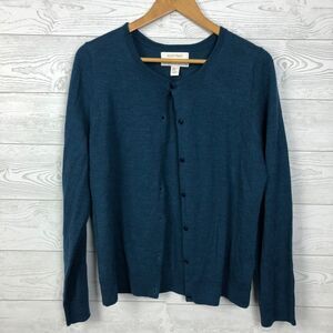 Ellen Tracy Women's XL 100% Extra Fine Merino Wool Button Front Cardigan Sweater